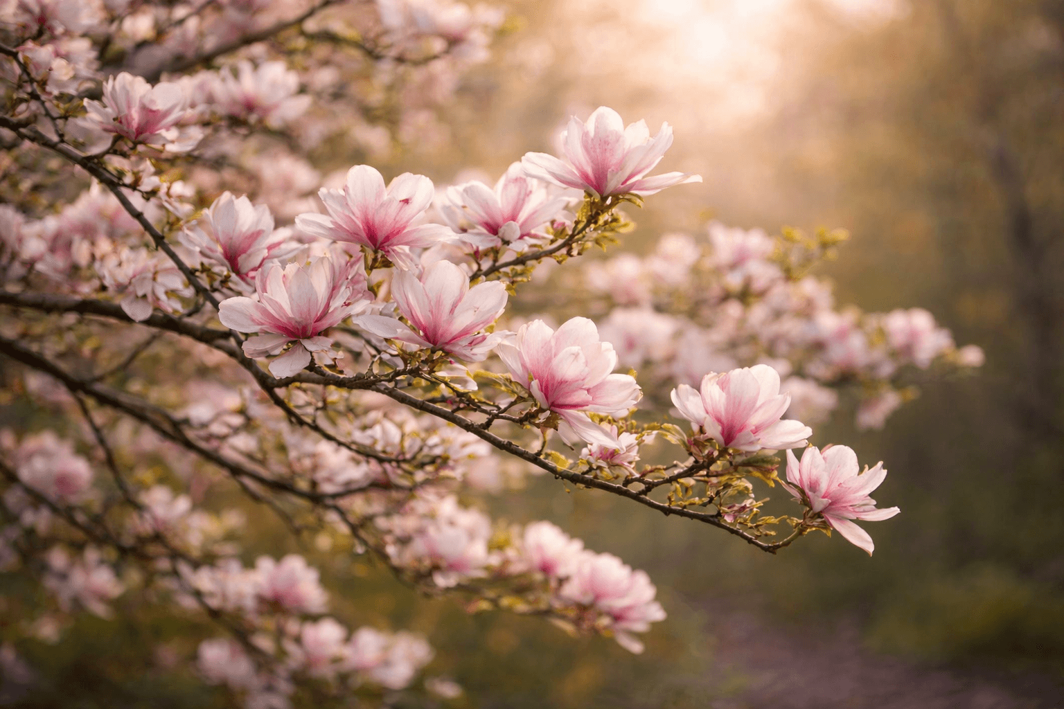 Magnolia blossoms in warm afternoon light